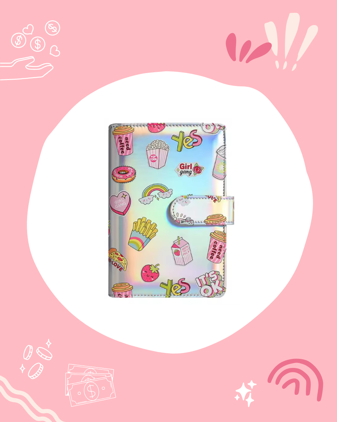 Budget Planner A6 Holographique Kawaï Argent